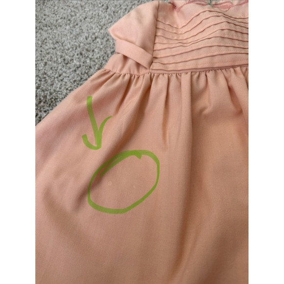 Vintage Vicky Vaughn Peach Floral Embroidered Smocked Midi Sundress 70s XS/ S - Picture 6 of 9